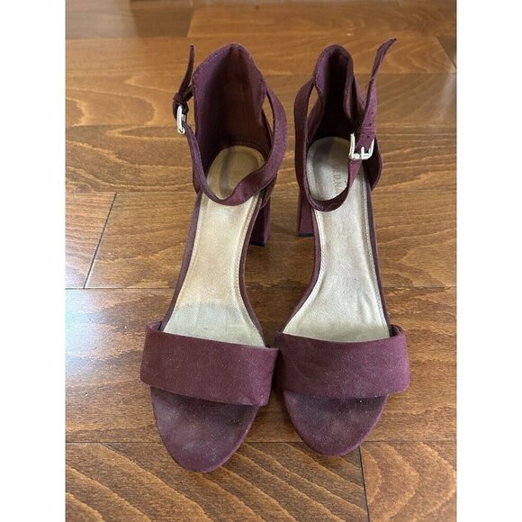 Old Navy Faux-Suede Block-Heel Sandals for Women Wine Purple Ankle Strap 9 - Picture 3 of 7
